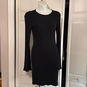 Aqua Ribbed Long Sleeve Dresss